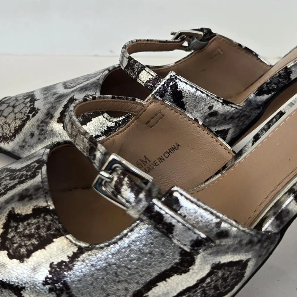 Linea Paolo Paz snake phyton print silver pumps ankle strap